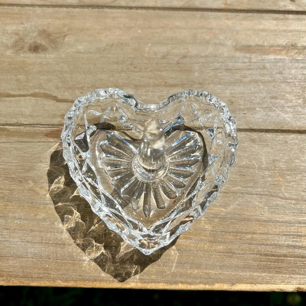 Vintage Crystal Heart-Shaped Vanity Beauty Jewelry Set |  Set of 4